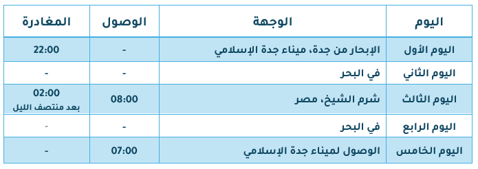 مسار كروز جدة سبلنديدا في البحر الأحمر